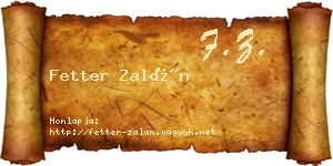 Fetter Zalán névjegykártya